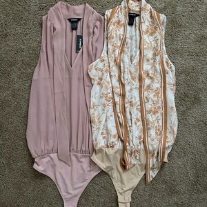 Express Women's Bodysuits - Mauve and Cream Floral